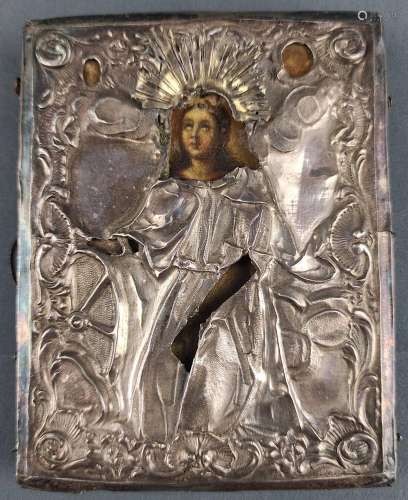 Small icon with silver oclad and gilded halo, Russia, Peters...