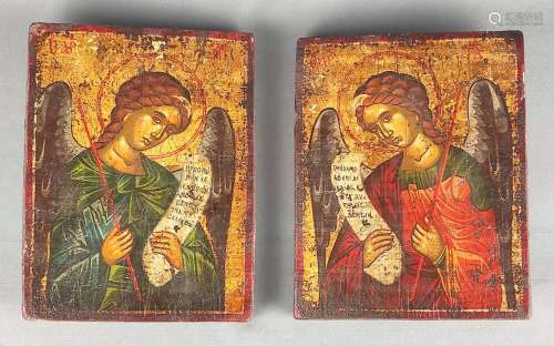 Pair of decorative icons, "Archangel Gabriel" and ...
