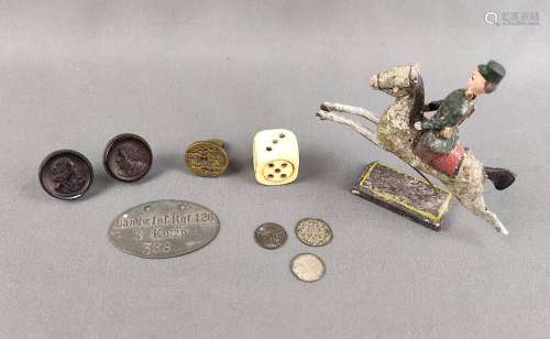 Collector's set, 9 parts, consisting of an antique toy rider...