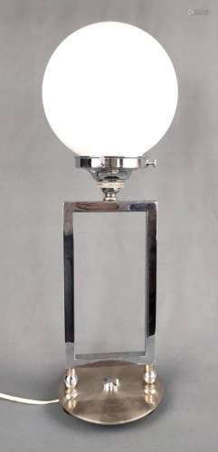 Art Deco table lamp, round base on three spheres, body worke...
