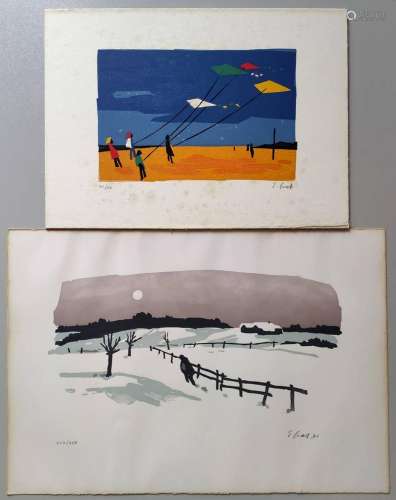 Graf, Ernst (1909 Bern -1988 Ermatingen) 2 prints, "Win...