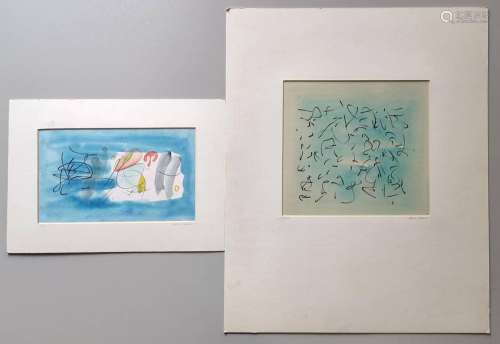 Watercolourist (20th century) "2 abstract watercolours&...