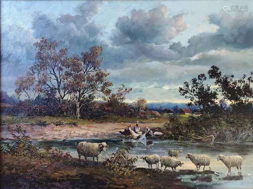 Dengler, Julius (1934 Hungary) "Sheep and washerwomen b...