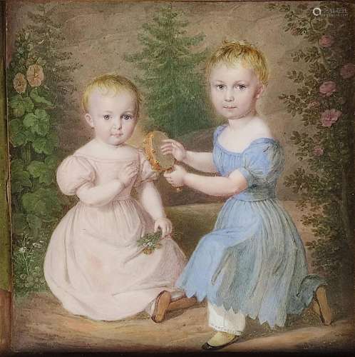 Miniature painting (19th century) "Child couple", ...