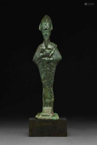 HUGE EGYPTIAN BRONZE OSIRIS ON STAND