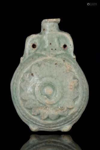 EGYPTIAN FAIENCE NEW YEAR'S FLASK WITH ANUBIS
