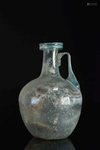 ROMAN LARGE AQUA GLASS HANDLED JUG