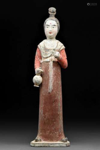 CHINESE TANG DYNASTY TERRACOTTA FEMALE ATTENDANT - TL TESTED