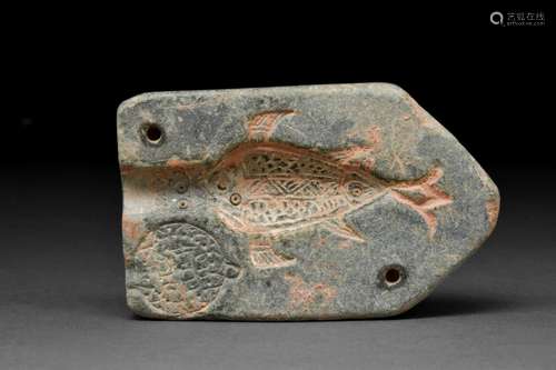 EARLY ISLAMIC STONE MATRIX FOR CASTING FISH-SHAPED PENDANT