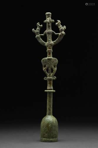 WESTERN ASIATIC BRONZE MASTER OF ANIMALS SCEPTRE