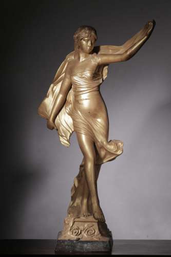 铜鎏金西洋美女人物雕像