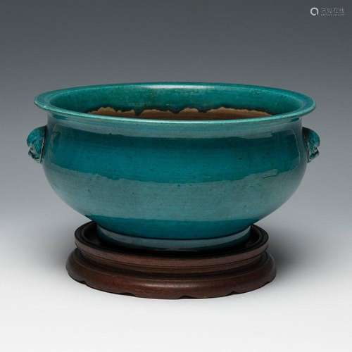 Qing dynasty flowerpot. China, early 20th century. Hand enam...