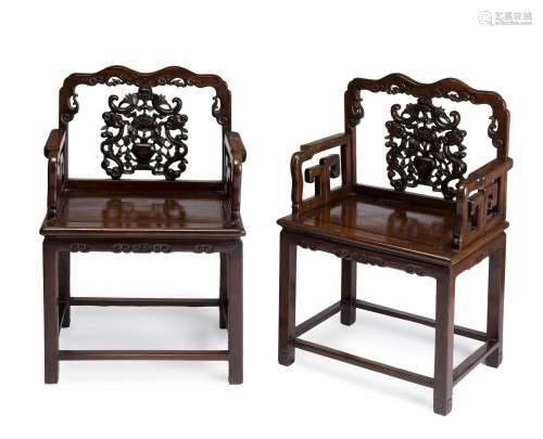 Pair of throne chairs. China, late Qing dynasty, 19th centur...