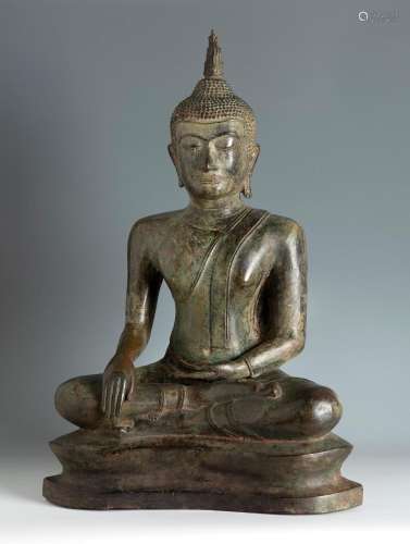 Seated Buddha. Burma, now Myanmar, 17th-18th century. Bronze...
