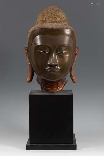 Buddha head. Burma, 17th-18th century. Bronze.