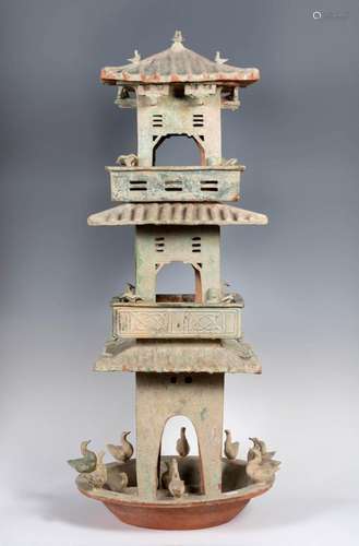 Surveillance building model. Han Dynasty, 206 BC - 220 AD. G...