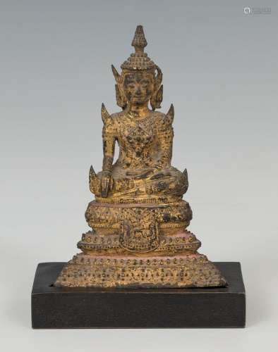 Buddha; Thailand; century XVIII. Ormolu. Has some gold wear.