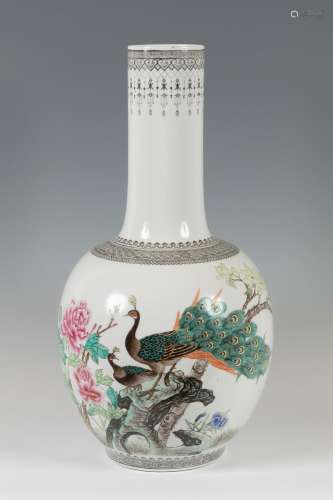 Vase. China, 20th century. Glazed porcelain. With seal and i...