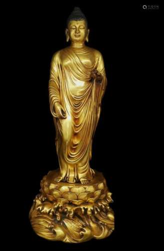 15.53 Kg Superb Gilt Gold Red Copper Sakyamuni Buddha Statue