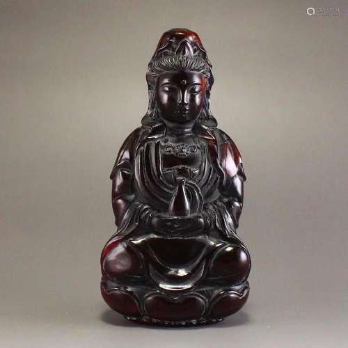 Vintage Ox Horn Kwan-yin Statu