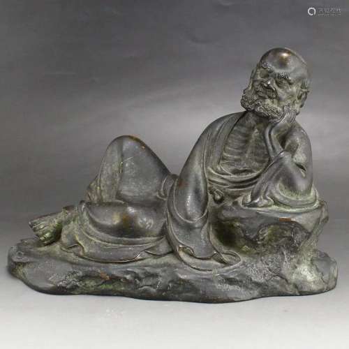 Vintage Chinese Red Copper Dharma Statue