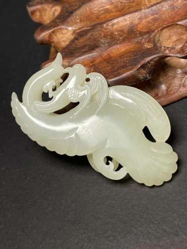 Chinese Natural Hetian Jade Bird Pendant