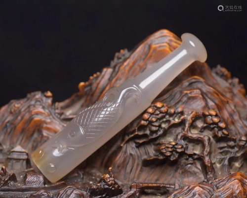 Chinese Natural Agate Fish Cigarette Holder