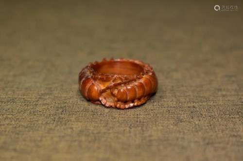 Vintage Deer Horn Carved Centipede Thumb Ring