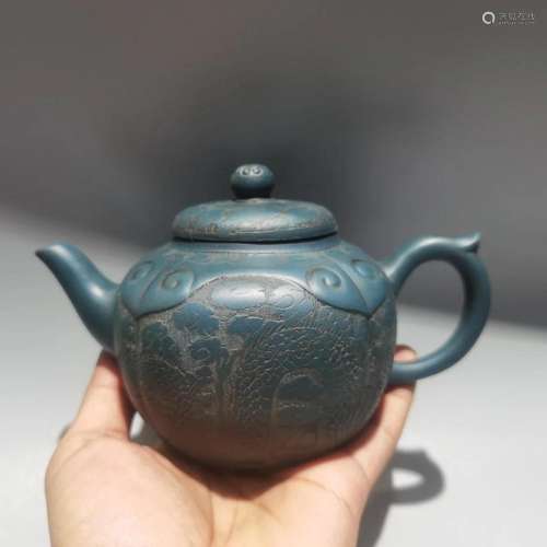 Yixing Zisha Clay Low Relief Clouds Dragon Design Teapot w A...