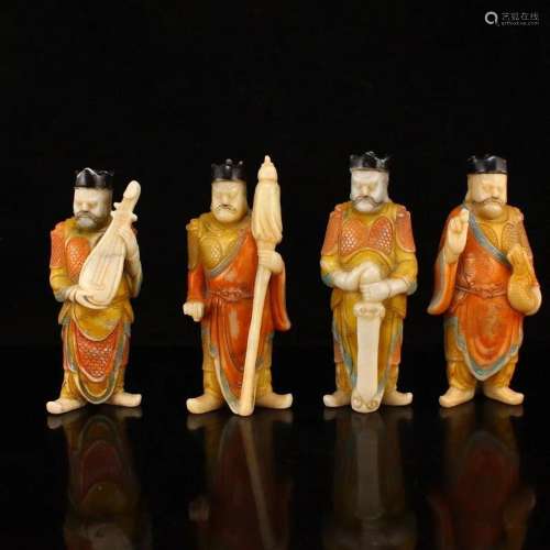 Four Chinese Shoushan Stone Mythology Figure Statues