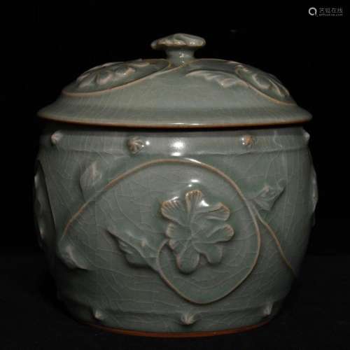 Chinese Longquan Kiln Porcelain Pot w Lid