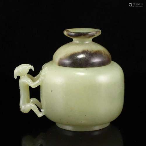 Vintage Chinese Hetian Jade Figure Pot