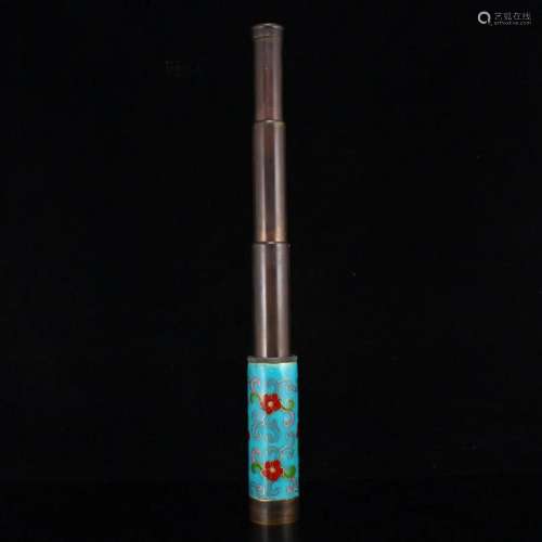 Vintage Chinese Red Copper Cloisonne Telescope