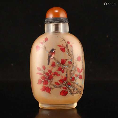 Vintage Chinese Peking Glass Inside Painting Snuff Bottle