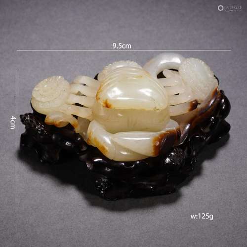 Hetian White Jade Crab-Form Box