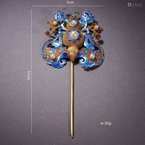 Inlaid Enamel Hairpin