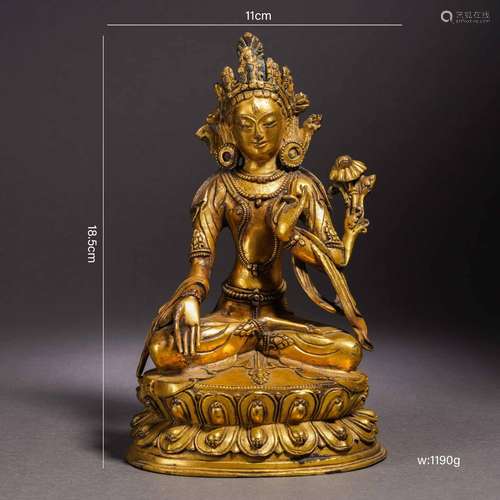 Gilt-Bronze Statue of Green Tara