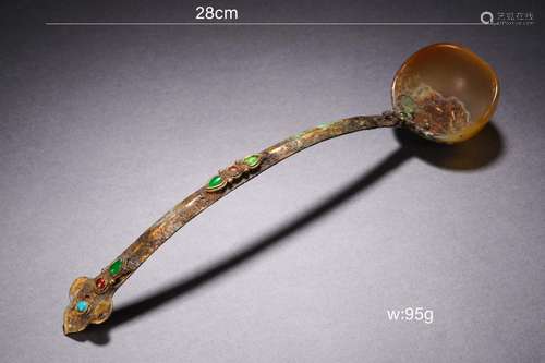 Gilt-Bronze Agate Liquor Ladle