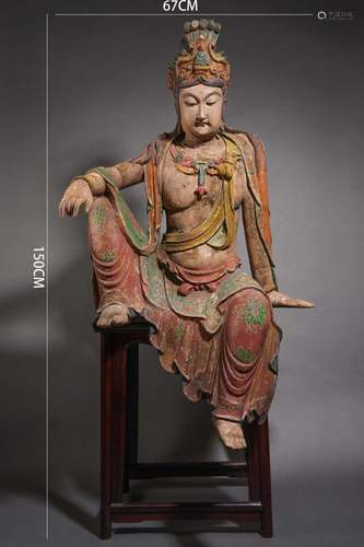 Painted Wood Statue of Guanyin