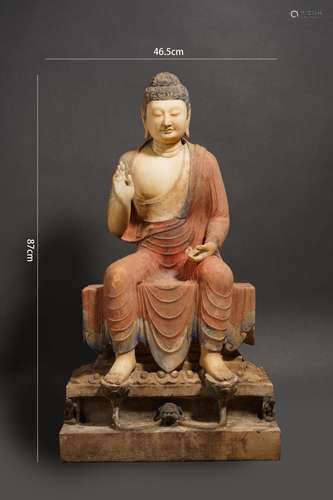 Painted Stone Statue of Shakyamuni