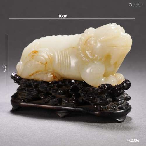 Carved Hetian Jade Beast Ornament