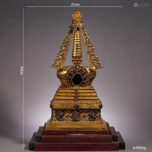 Gilt-Bronze Statue of Pagoda