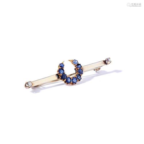 A late 19th century sapphire and diamond-set brooch