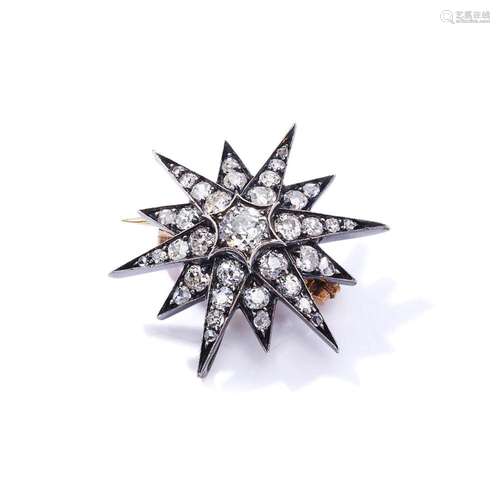 A late 19th century diamond star brooch, circa 1890