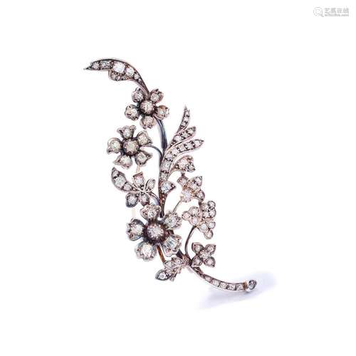 A late 19th century diamond brooch, circa 1880