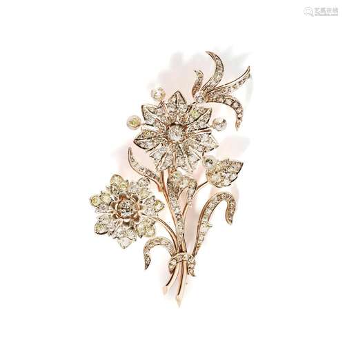 A diamond  en tremblant  spray brooch, circa 1900