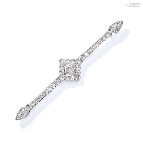 An early 20th century diamond bar brooch