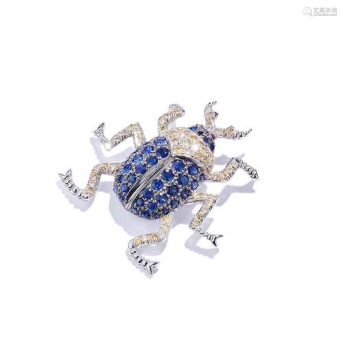 A sapphire and diamond novelty brooch