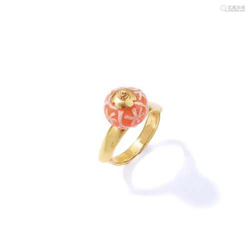 A carnelian bead ring