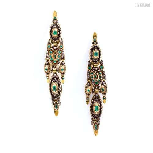 A pair of late 18th / early 19th century Catalan emerald and...